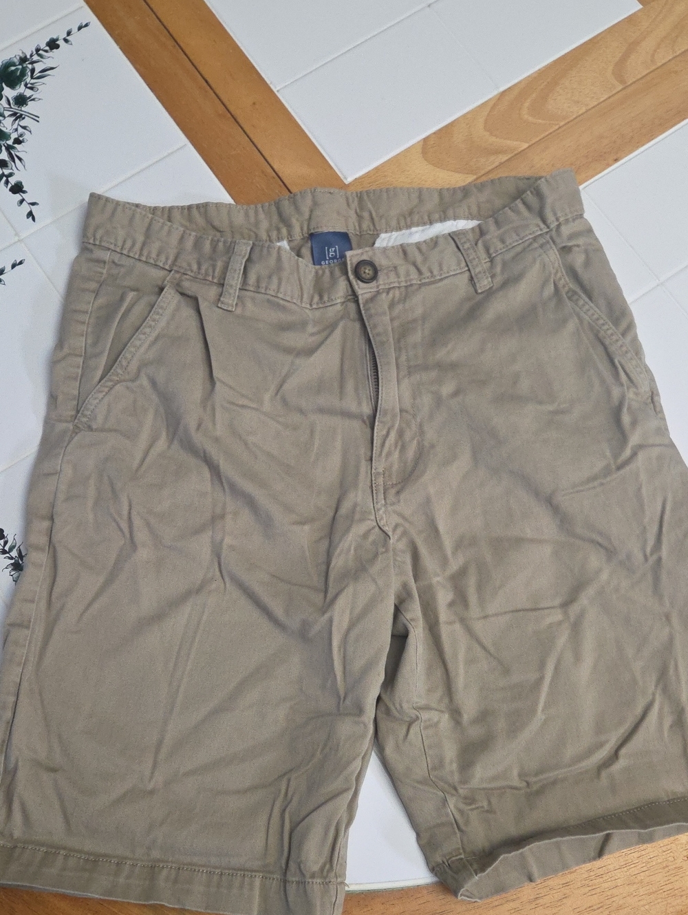 George Men's Tan Flat Front Cotton Shorts